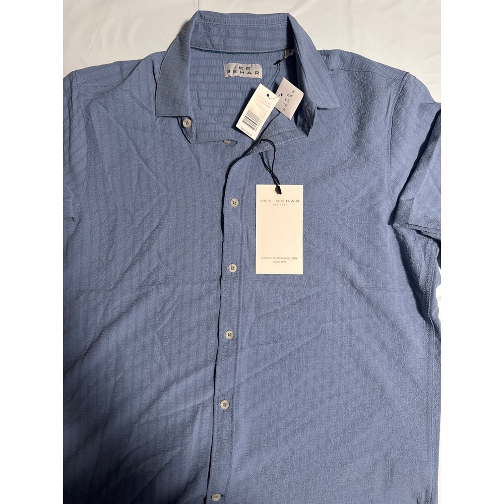 Ike Behar Mens Short Sleeve Button‎ Down Shirt Troposhere Blue S101X4786 New S